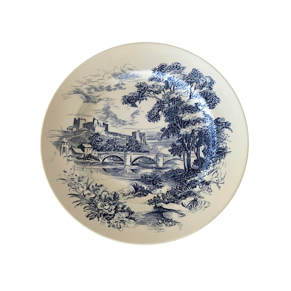 Vintage Enoch Wedgewood Countryside Blue White 60s 10 dinner plate England